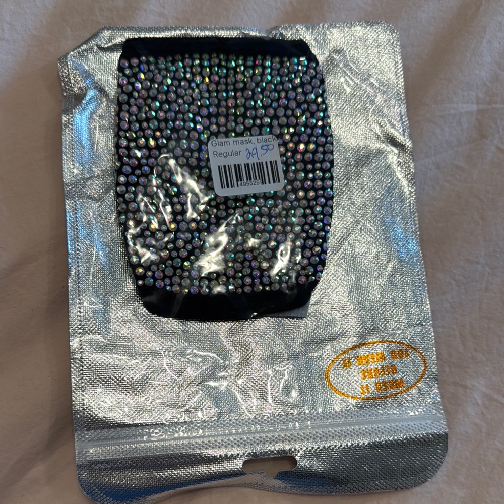 Silver Glam Mask with Rhinestones